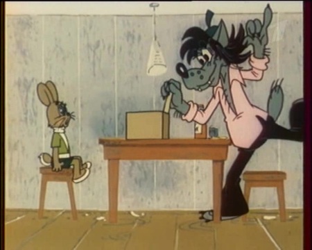 Кадр из мультфильма "Ну, стеклозавод, погоди!"