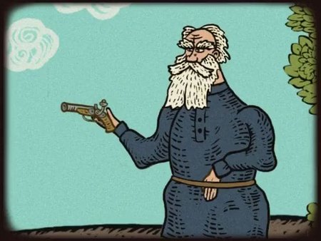Кадр из мультфильма "Свободный человек Лев Толстой"