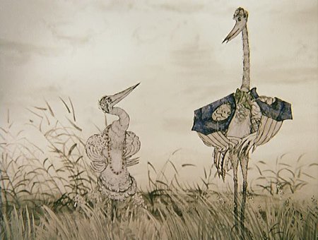 Кадр из мультфильма "Цапля и журавль"